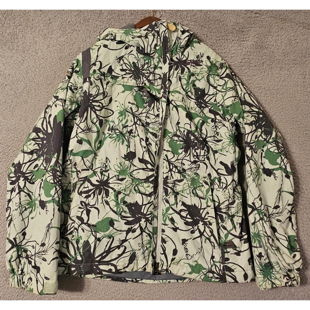 686 Six Eight Six Mannual Snowboard Jacket Womens Medium Green Floral Hooded